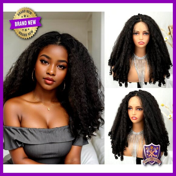 Synthetic Lace Front Wig 20 Inch Bouncy Curly Ends Pre-Plucked Baby Hair